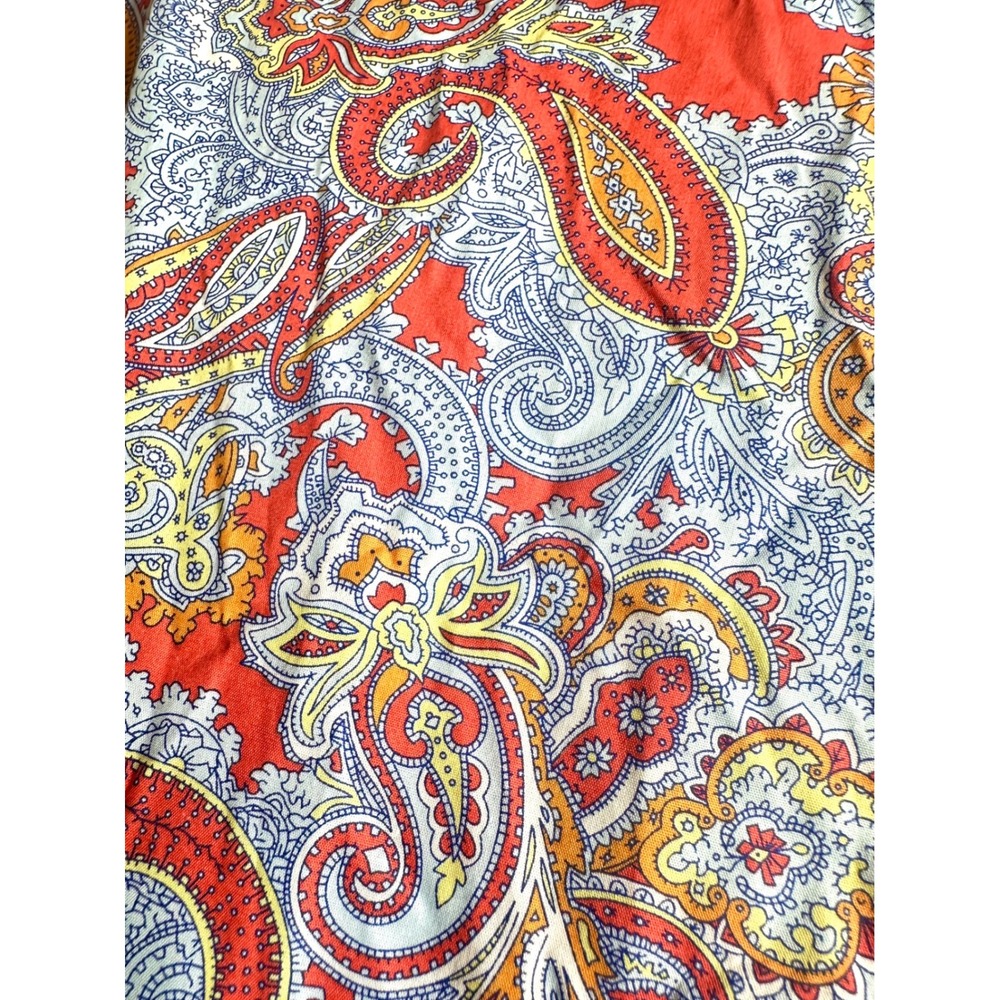Alan Flusser Mens L Paisley Shirt 100% Cotton Orange Psychedelic Button Up Boho